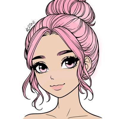 realistic pretty girl with hair in bun
