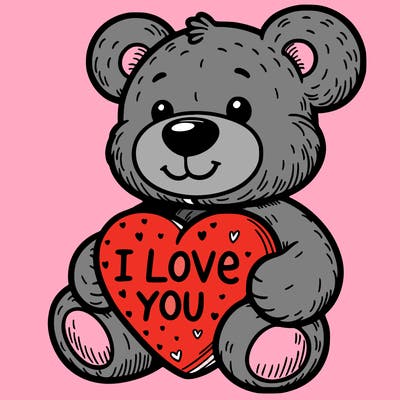 teddy bear holding an i love you heart