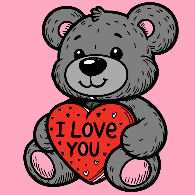 teddy bear holding an i love you heart