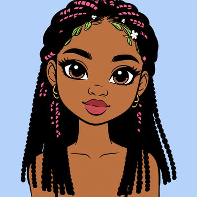 a realistic black girl with braids