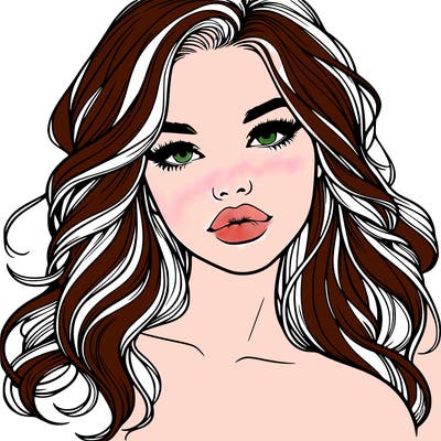 realistic girl with hair and lips