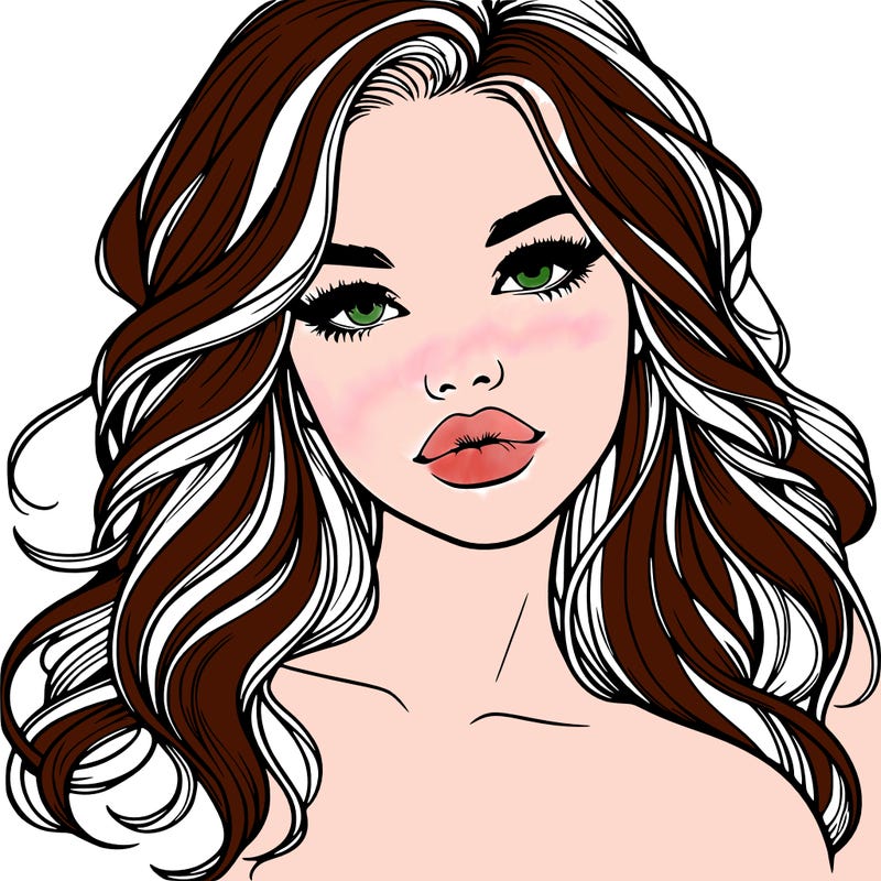 realistic girl with hair and lips