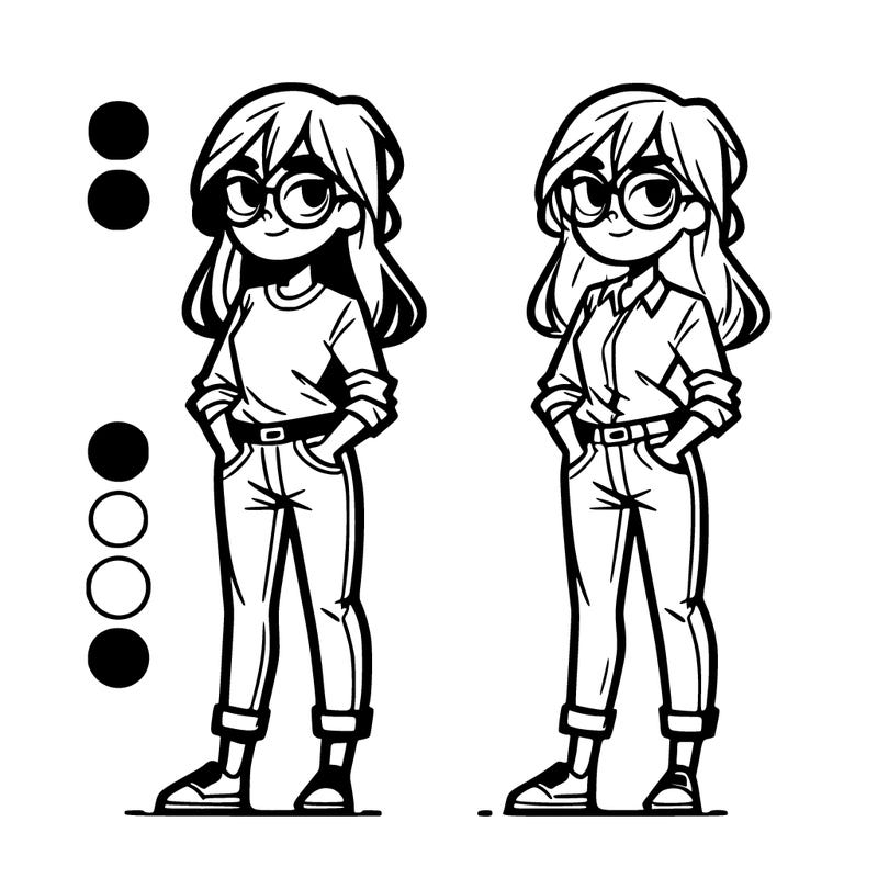 a girl with glasses wearing jeans and she is tall