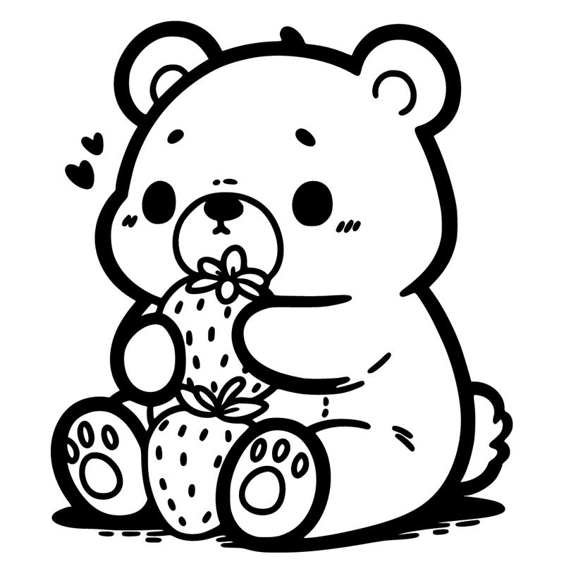 cute bear eating strawberry's