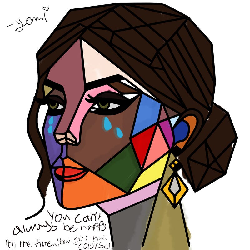 geometric art illustration of a woman's face