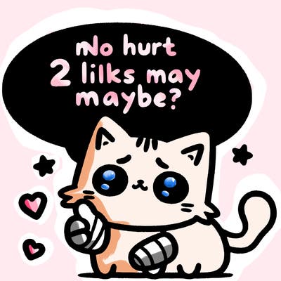 cute cat thats been hurt saiying 2 likes maybe