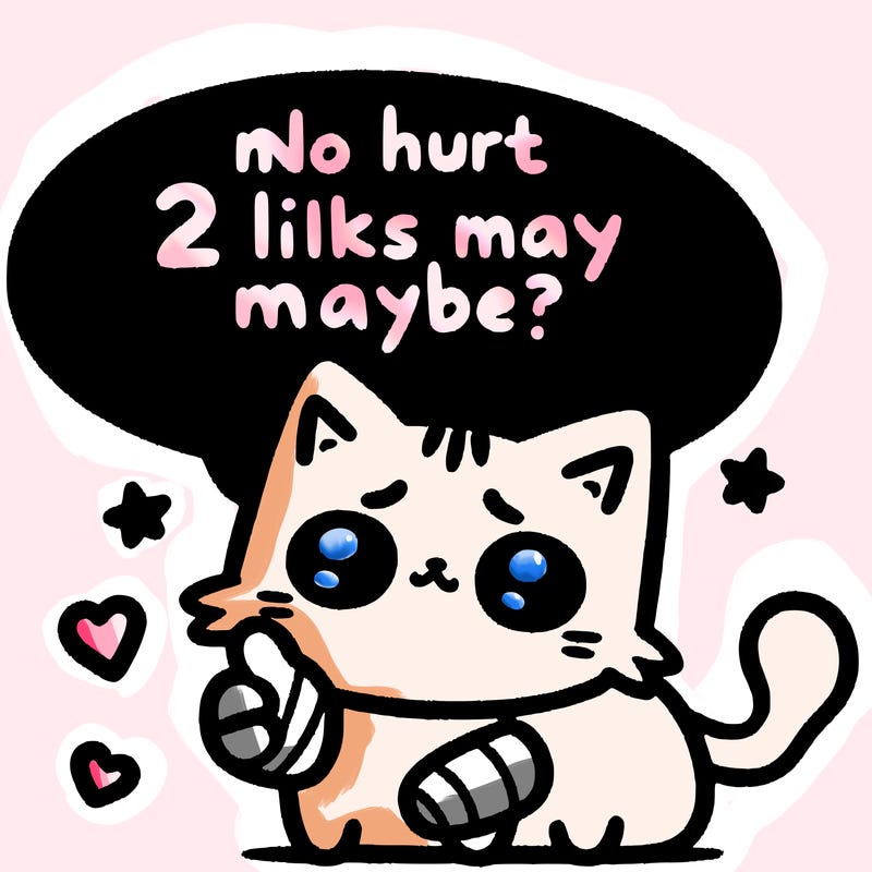 cute cat thats been hurt saiying 2 likes maybe