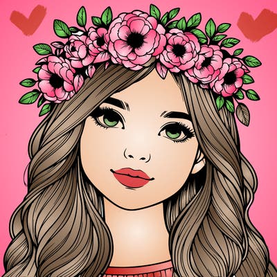 realistic girl with flower crown