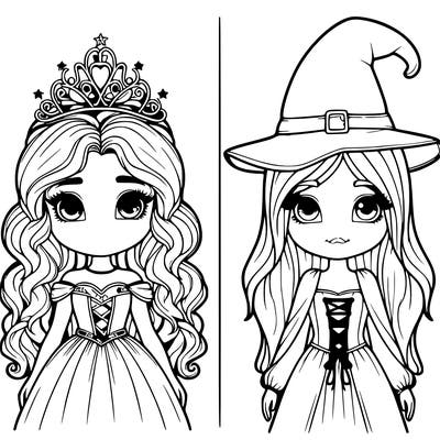 two realistic girls one princess one witch