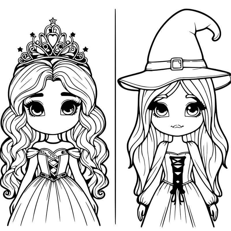 two realistic girls one princess one witch