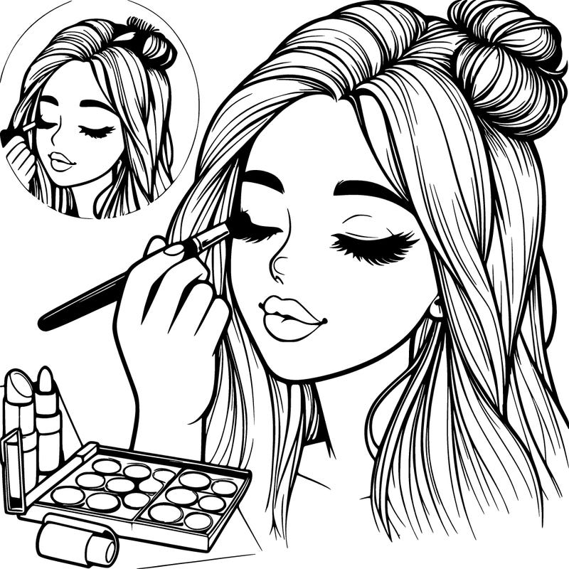 realistic girl doing makeup