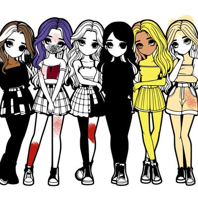 a group of girls realistic