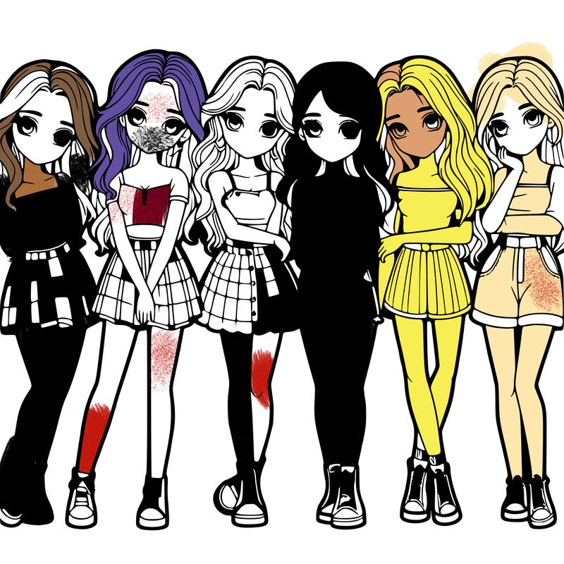 a group of girls realistic