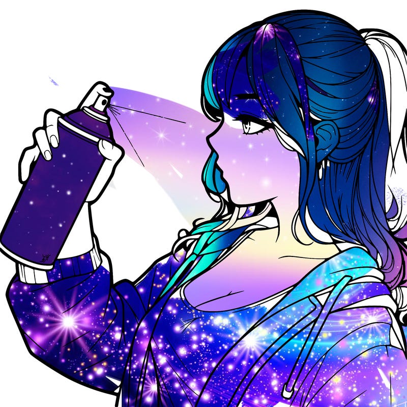 a realistic girl spray, painting