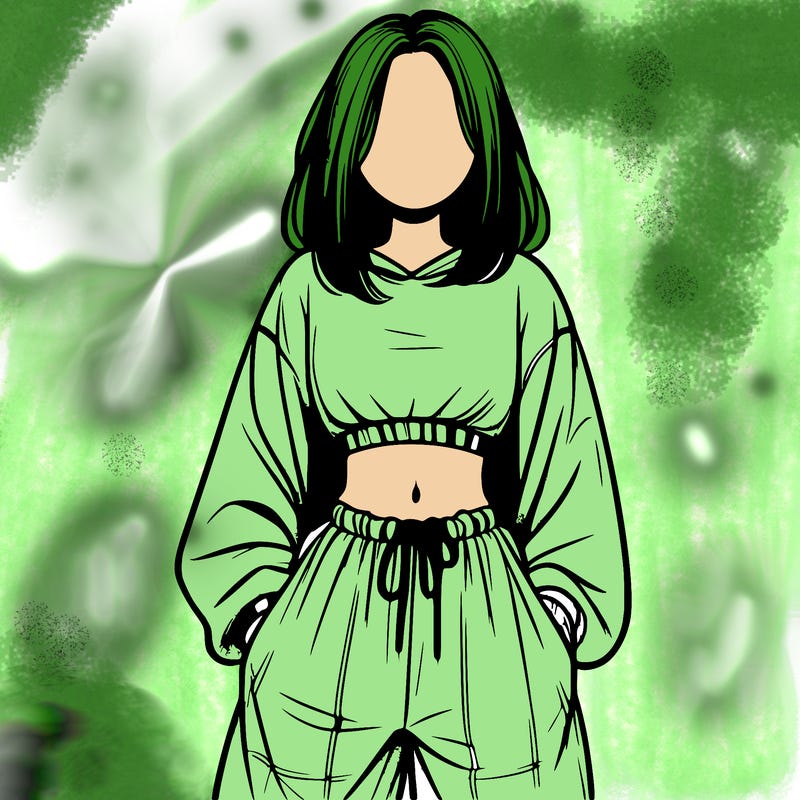 realistic girl faceless with baggy pants and a crop top