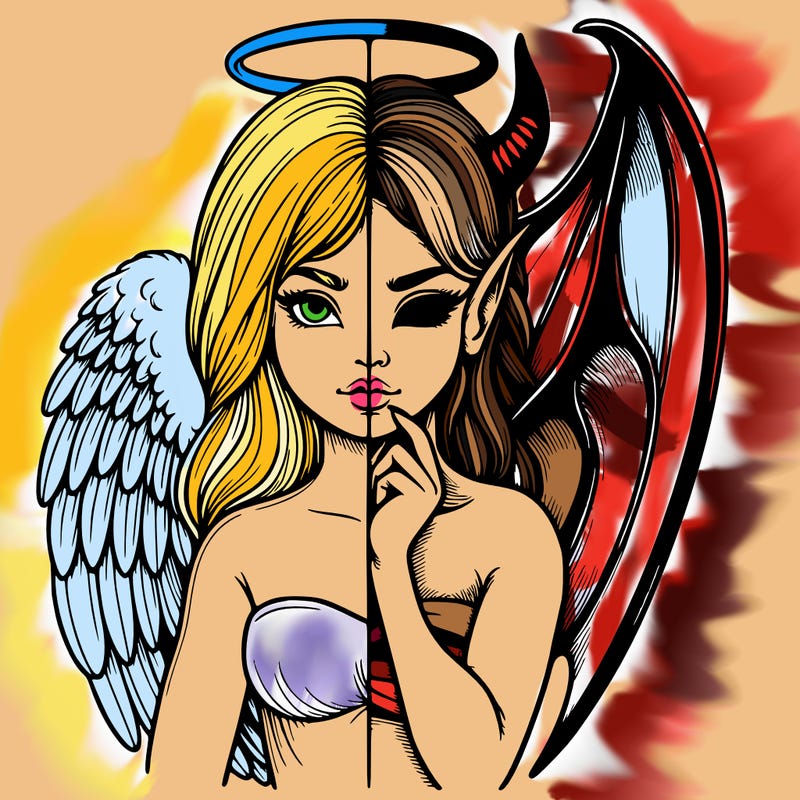 realistic angel half demon