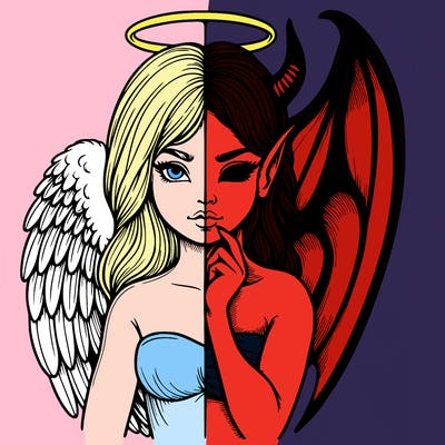 realistic angel half demon