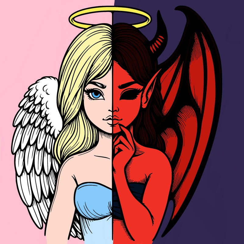 realistic angel half demon