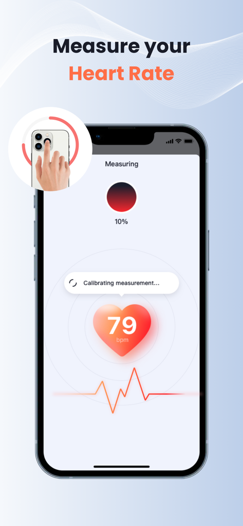Heartbeat Pulse Detection-Life - Heartbeat Pulse Detection app interface for measuring heart rate via camera sensor