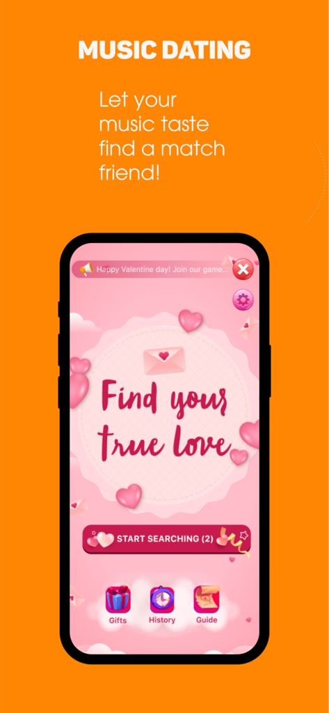 My Natcom – Your Digital Hub - Music dating feature on the My Natcom app showing the find your true love interface