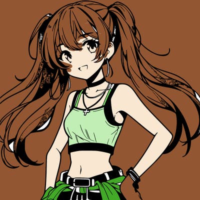 anime girl wearing crop top