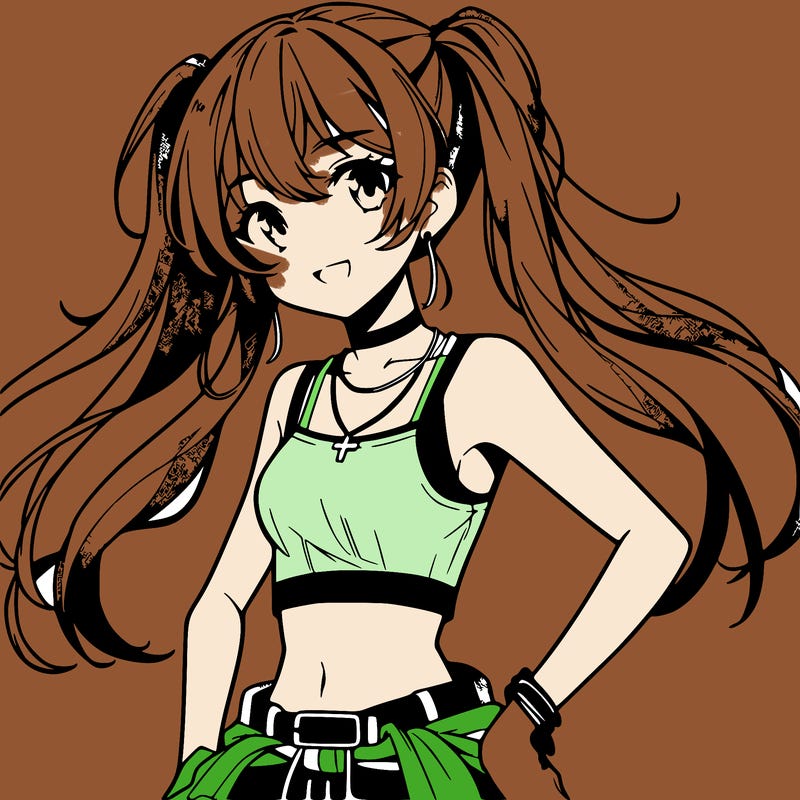 anime girl wearing crop top