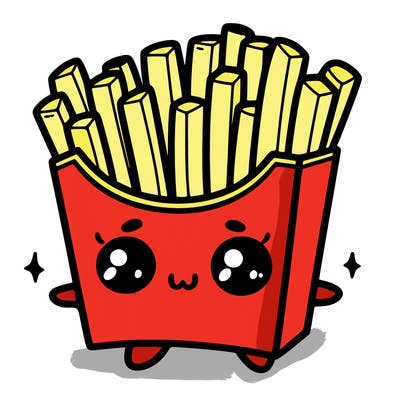 a cute. french fries
