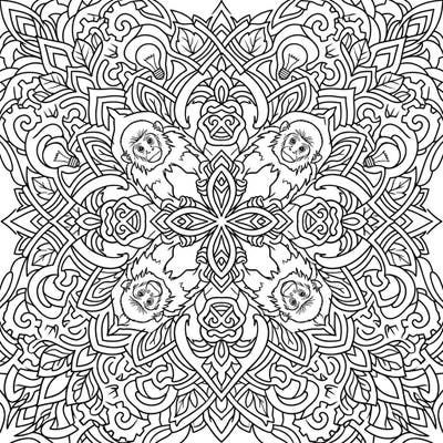 Explore a world where wild intelligence meets intricate artistry with our captivating Capuchin Monkey Mandala. This unique coloring page offers a delightful challenge for artists of all ages, blending fascinating primates with a beautiful radial design.