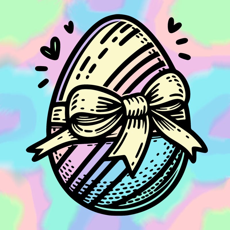 large chocolate egg with ribbon